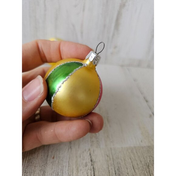 Vintage stripes mini indent ball glitter ornament mercury glass glitter reflecto - Picture 5 of 12